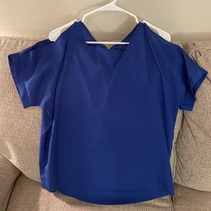 Slit Sleeve Blue Blouse